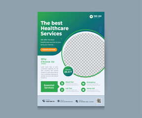 Naklejka premium Medical Flyer Template for Health Clinic Promotional Brochure