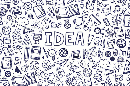 idea doodle pattern with educational icons school