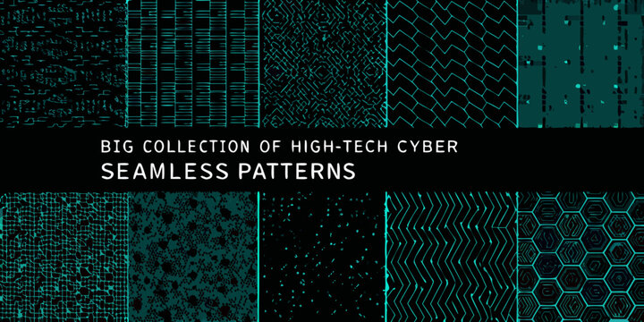 seamless patterns collection in teal and black