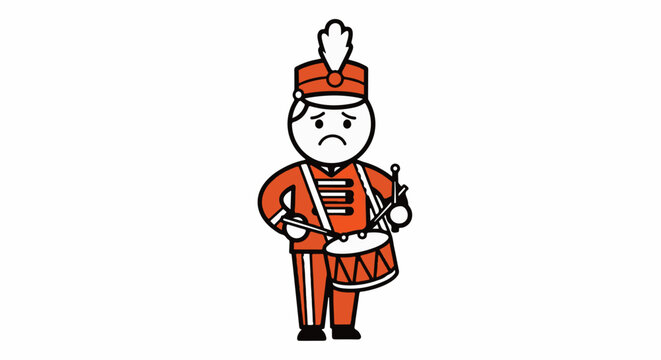 Cartoon Nutcracker Soldier Holding Drumstick Pose.