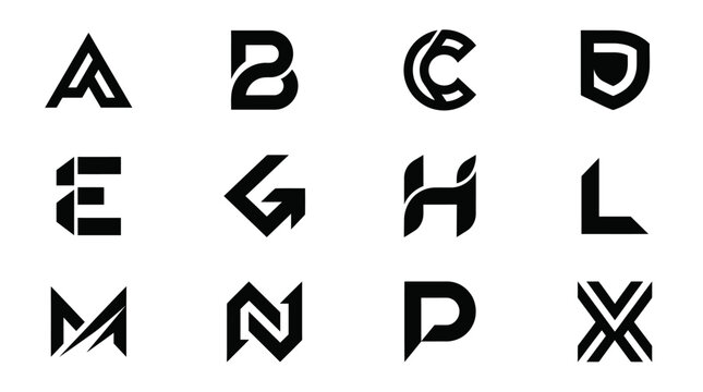 Set of Modern Minimalist Alphabet Letter Logos
