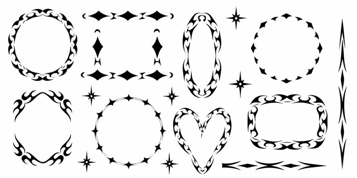 tribal flame borders black and white vector