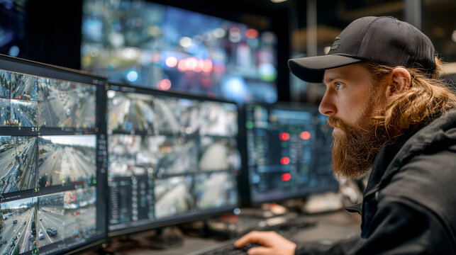 surveillance monitor showing multiple camera