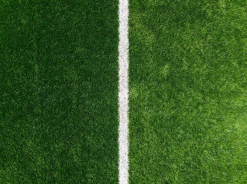 Artificial turf with white stripe