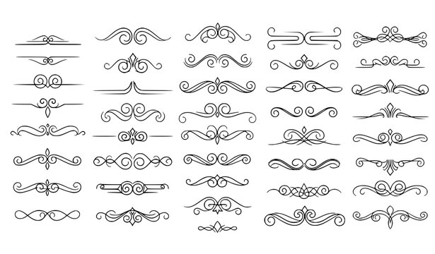 Elegant flourish divider collection vector with vintage ornamental line separators