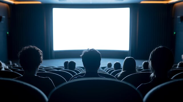 Cinema Audience Watching Movie Screen in Theater Entertainment and Film Industry Concept