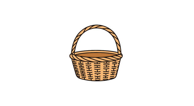 Woven wicker basket with a handle, perfect for storage or rustic decor