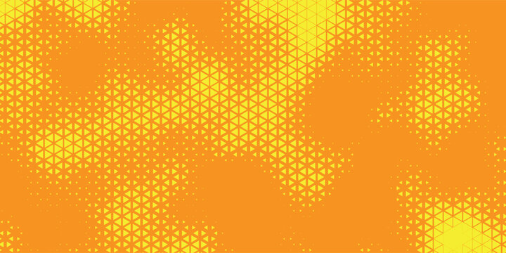 Luminous yellow triangular grid pattern on rich orange canvas artistic background