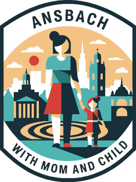 Mom and Child Adventure in Scenic Urban Landscape