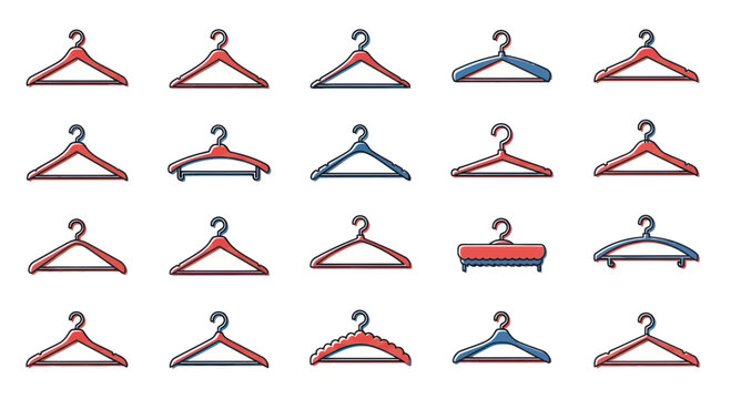 Collection of colorful clothing hangers.