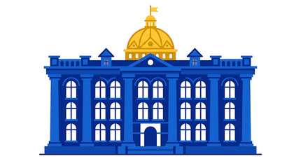 Fototapeta premium Neoclassical government building with dome and columns illustration isolated on transparent background