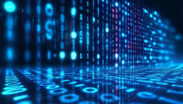 Futuristic Digital Landscape with Abstract Big Data Networks and Binary Code for Data Processing