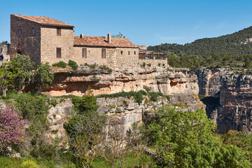 Fototapeta premium Antique cliff village of Siurana. Stone building. Tarragona, Catalunya, Spain