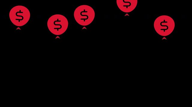 Floating Dollar Symbol Balloon Inflation Animation Transparent Background