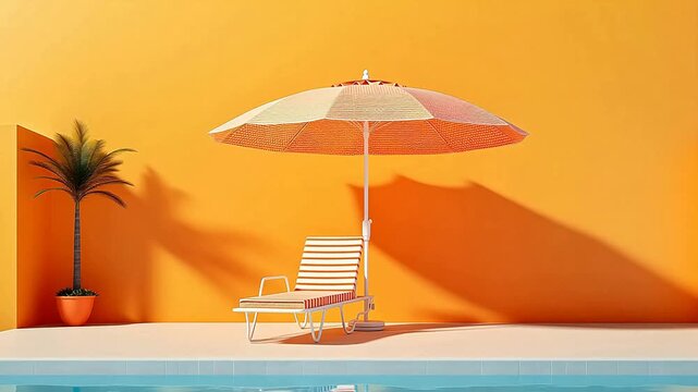 water swimming pool with a sun umbrella scene  background