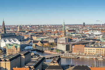 Fototapeta premium Copenhagen Cityscape Aerial, Historic Architecture, Denmark