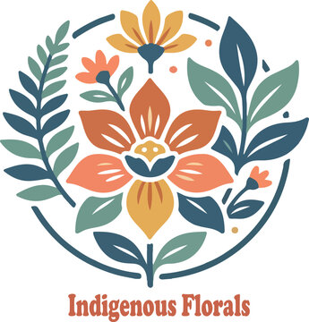 indigenous florals native sublimation logo icon vector .