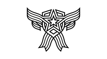 Obraz premium Geometric Star Emblem with Wings and Ribbons