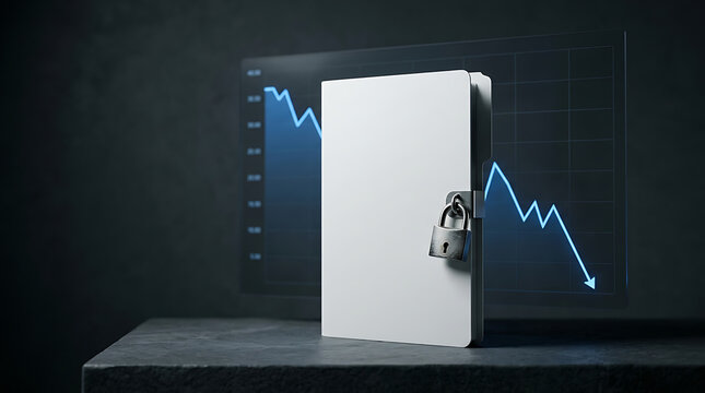 Locked loan folder shrinking chart isolated on a clean white background