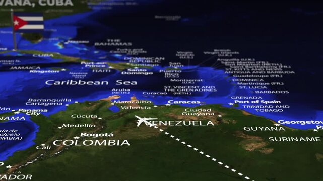 Flight From Rio Brazil to Havana CUBA with flag pins