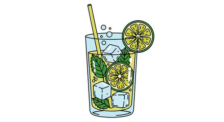 Refreshing Lemonade Drink with Ice and Mint Leaves. © faizz