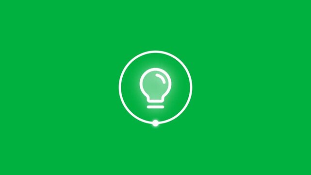 Glowing light bulb idea icon appearing in a circular animation