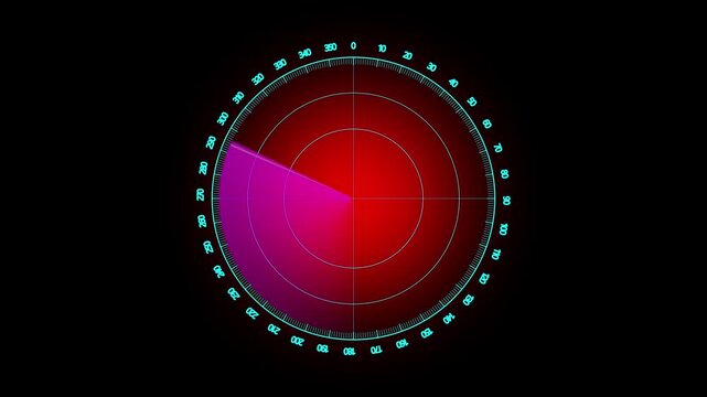 Radar screen displaying rotating sweep searching for objects on black background dynamic motion