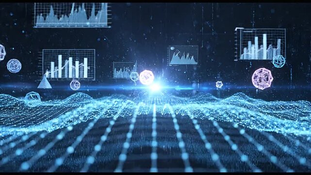 Futuristic digital technology background with graphs.