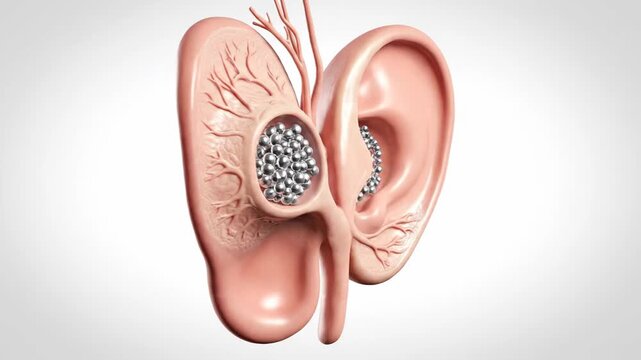 3D CGI Render of Human Ear Anatomy and Inner Ear Structures