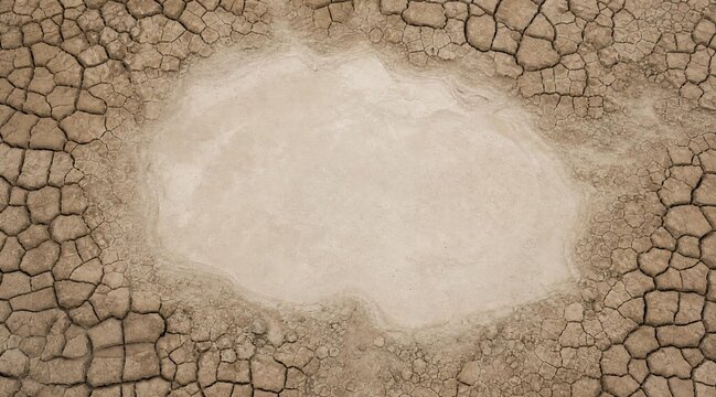 Dry cracked riverbed texture with copy space