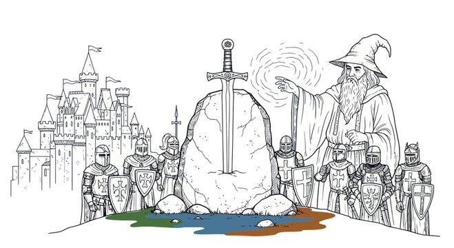 Medieval knight in armor standing strong.