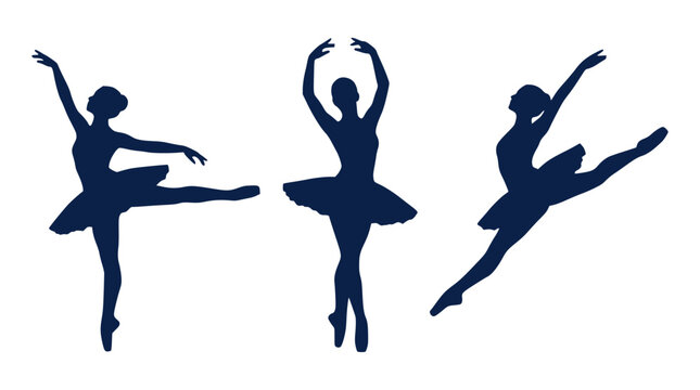 Silhouette of female ballet dancers in various elegant dancing poses vector illustration