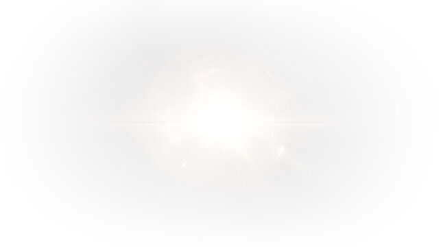 Golden Sunlight Lens Flare with Warm Rays and Glowing Spotlight Effect