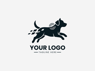 Fototapeta premium Teleporting Dog black vector logo white background