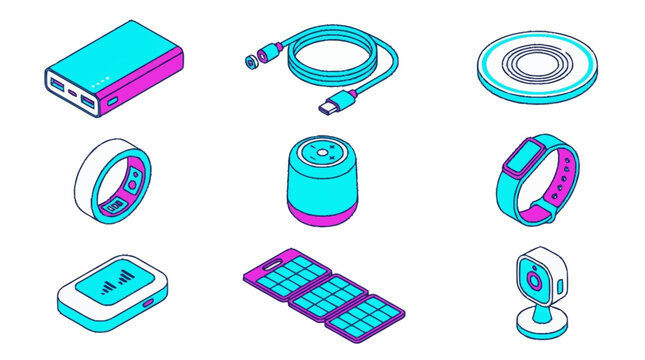 Collection of various computer peripherals icons.