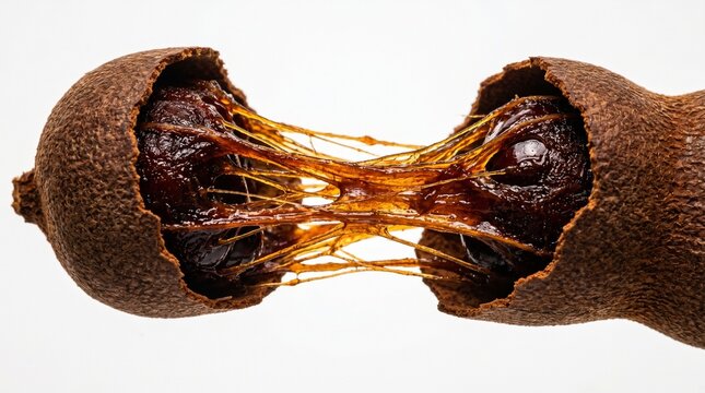 brown fruit exotic fruit fruit pulp fruit interior seedless fruit dark brown stringy fruit tropical fruit fruit segments fruit halves brown shell fruit texture organic fruit