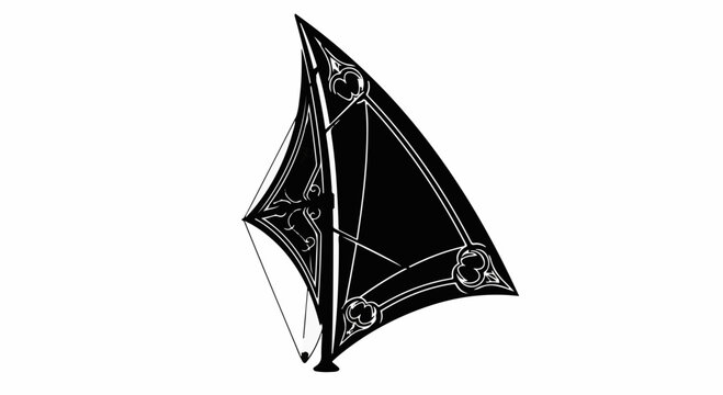Elegant black silhouette of a stylized sail catching the wind