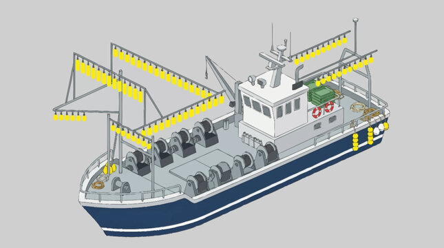 3D illustration of a modern offshore supply vessel.