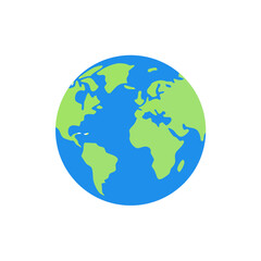 Fototapeta premium Flat Earth Illustration A Simple Vector Globe With Green And Blue Continents