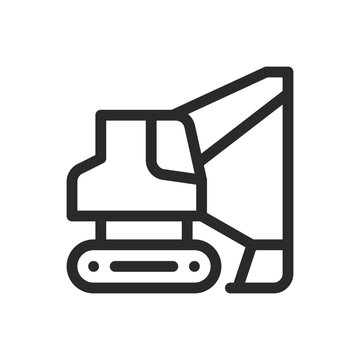 Dragline excavator line icon, Excavator for Surface Mining vector symbol with editable stroke