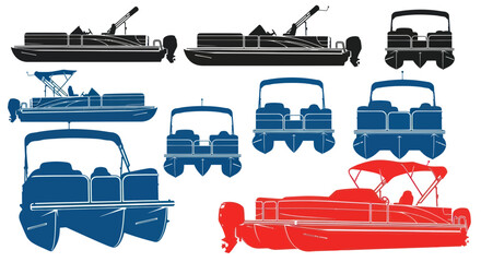 Pontoon Boats Various Colors Designs. © supri