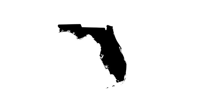 Florida State Map Outline Silhouette Black.