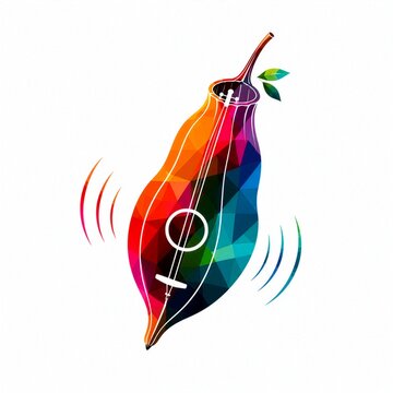 Abstract Bioacoustic Seed Pod Resonator with Colorful Geometric Collage
