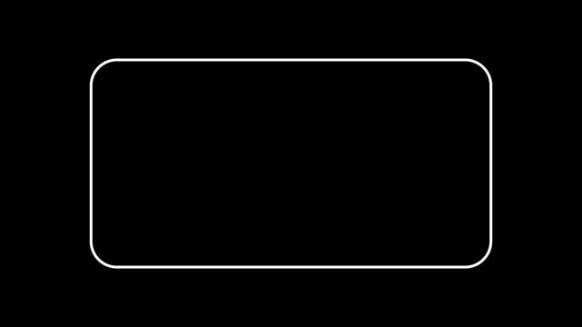 Animated Rounded Rectangle Outline Frame Loop on Black Background, Minimal Tech UI Border Motion Graphic