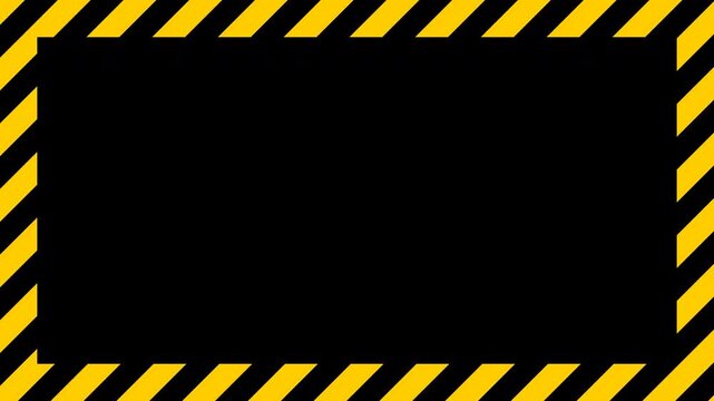 Industrial Danger Caution Tape Border Warning Striped Frame Fast Animation Alpha Mask Transparent