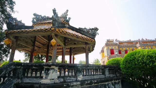 Imperial city of hue, Kien Trung Palace with colorful mosaic decorations. Unesco world heritage site