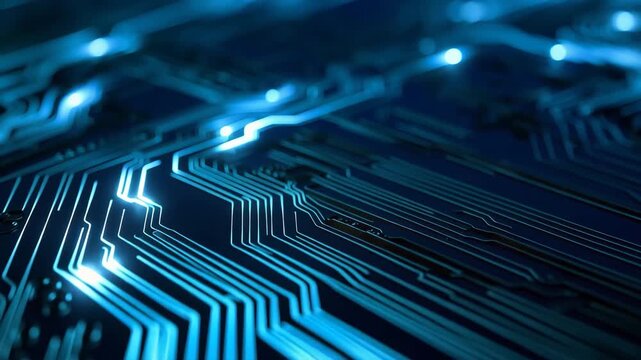 Abstract Futuristic Glowing Blue Circuit Board Technology Pathways Innovation