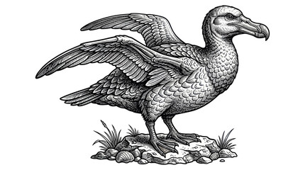 Dodo Bird Illustration - Extinct Animal, Vintage Drawing Style © Suyat