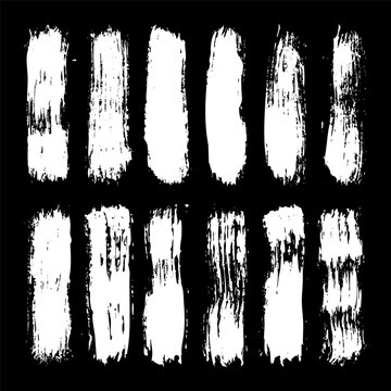 Long grunge brush strokes, lines, ink smudges, hand-drawn scribble shapes. Handmade sketchy marks, stains, charcoal streaks. Paint textures, dry brush effect. Marker underline. Vector illustration