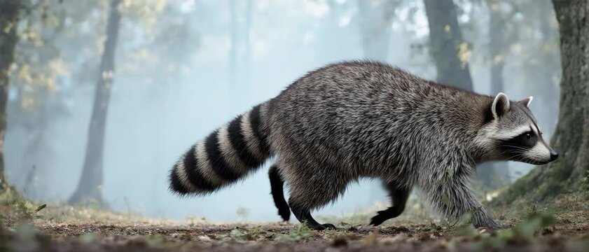 Close-up shot of a raccoon